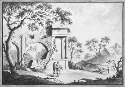 Italian Landscape with Classical Ruins and Shepherds by William Beilby